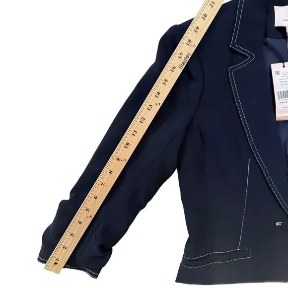 CINQ A SEPT Navy Crepe Khloe Blazer - Picture 12 of 13